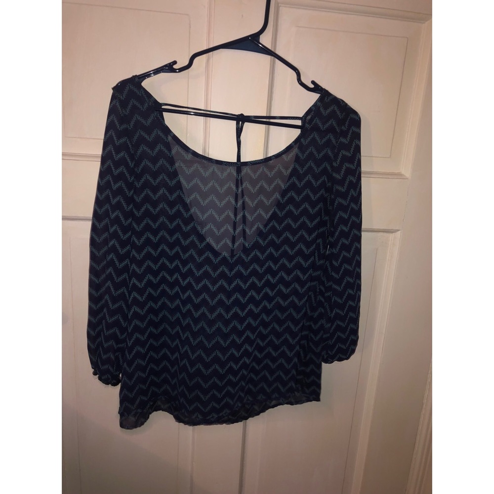 Dark blue with turquoise lines blouse